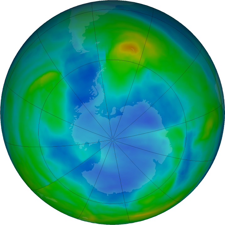 Antarctic ozone map for 13 June 2023